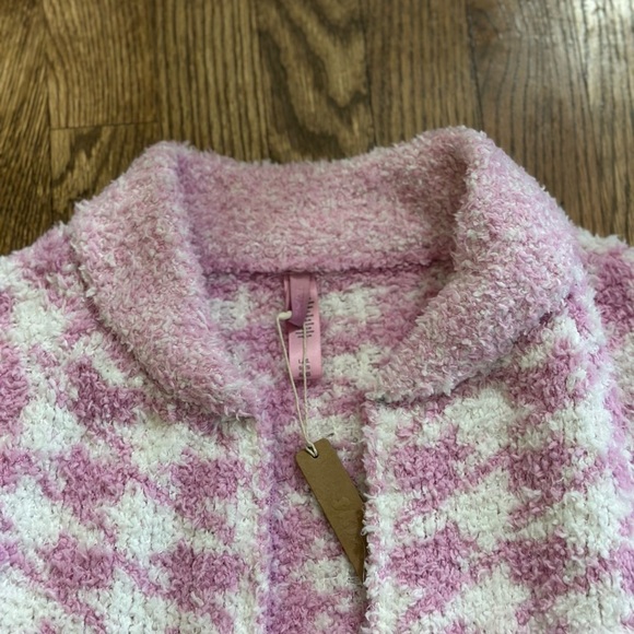 Skims Cozy Knit Zip Up in petal houndstooth - Picture 5 of 11